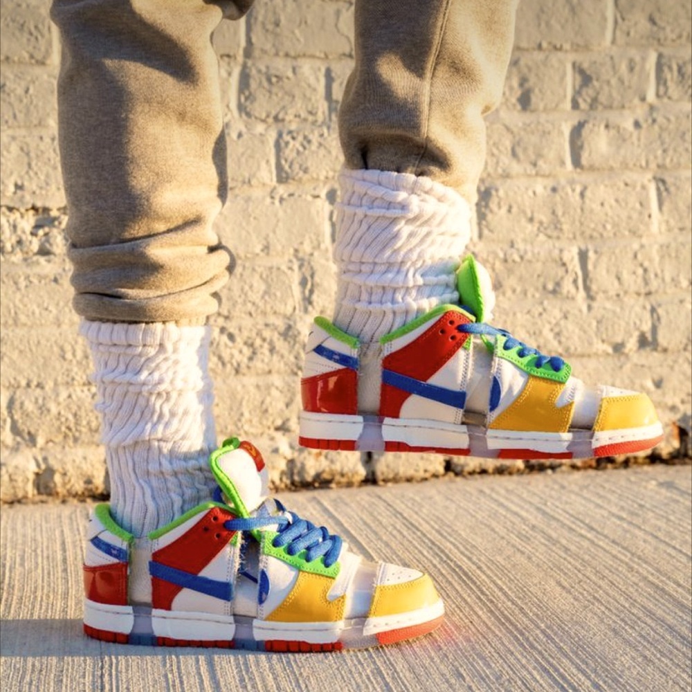 Never worn. Original Ebay-inspired colorway is a rainbow of patent leather